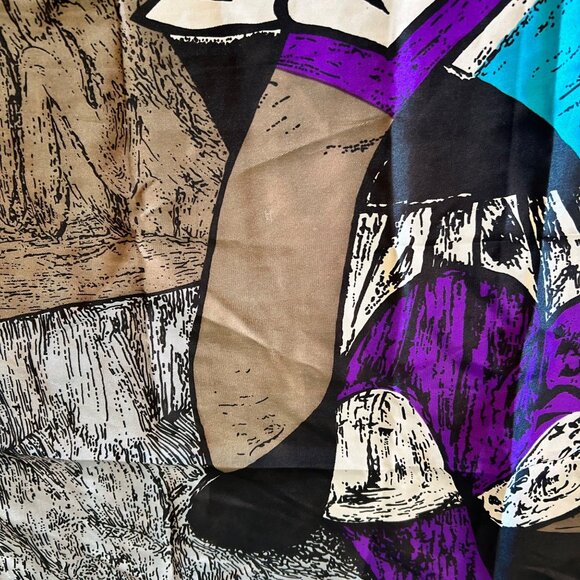 Vintage Pablo Picasso Art To Wear Cubism Portrait Square Scarf - Picture 5 of 7